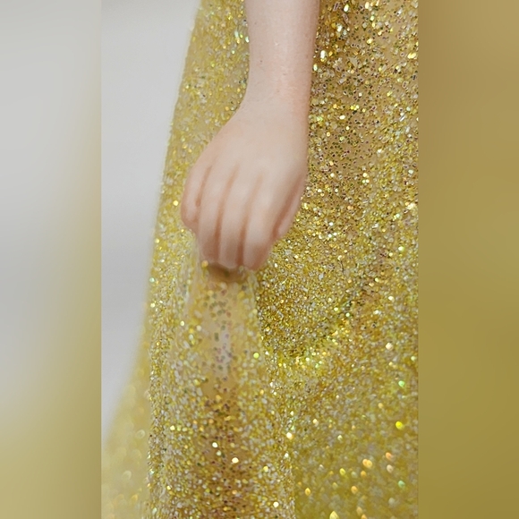 Vintage Disney Snow White Ceramic Figure Glitter Sparkle Dress Base Blue Bird 7" - Picture 9 of 14